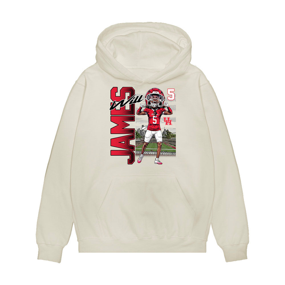 Houston - NCAA Football : Will James - Bobble Head Premium Hooded Sweatshirt-0