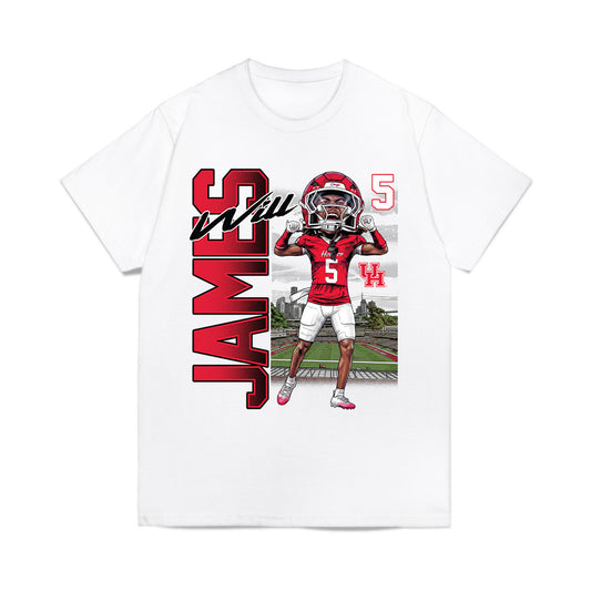 Houston - NCAA Football : Will James - Bobble Head Comfort Colors T-Shirt-0