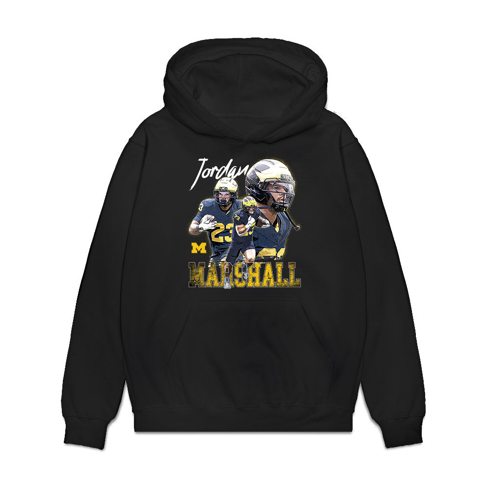 Michigan - NCAA Football : Jordan Marshall - Collage Premium Hooded Sweatshirt-0