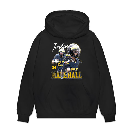 Michigan - NCAA Football : Jordan Marshall - Collage Premium Hooded Sweatshirt-0
