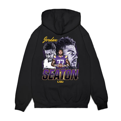 LSU - NCAA Football : Jordan Seaton - Collage Premium Hooded Sweatshirt-1