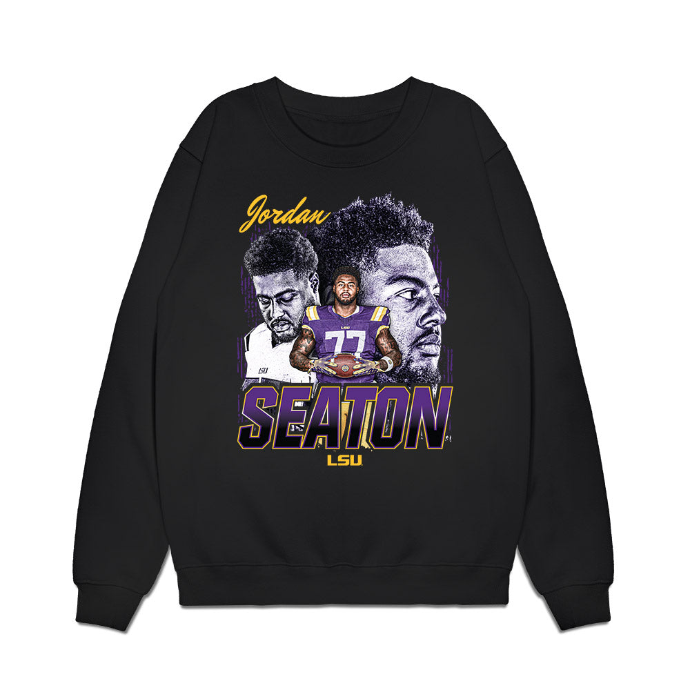 LSU - NCAA Football : Jordan Seaton - Collage Premium Crewneck Sweatshirt-0