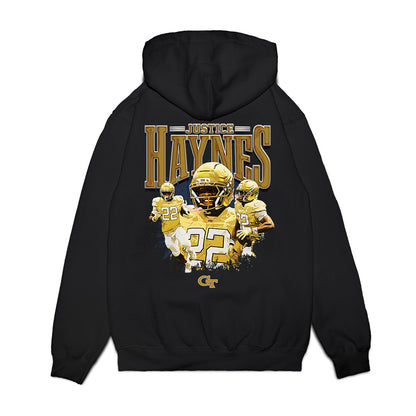 Georgia Tech - NCAA Football : Justice Haynes - Collage Premium Hooded Sweatshirt-1