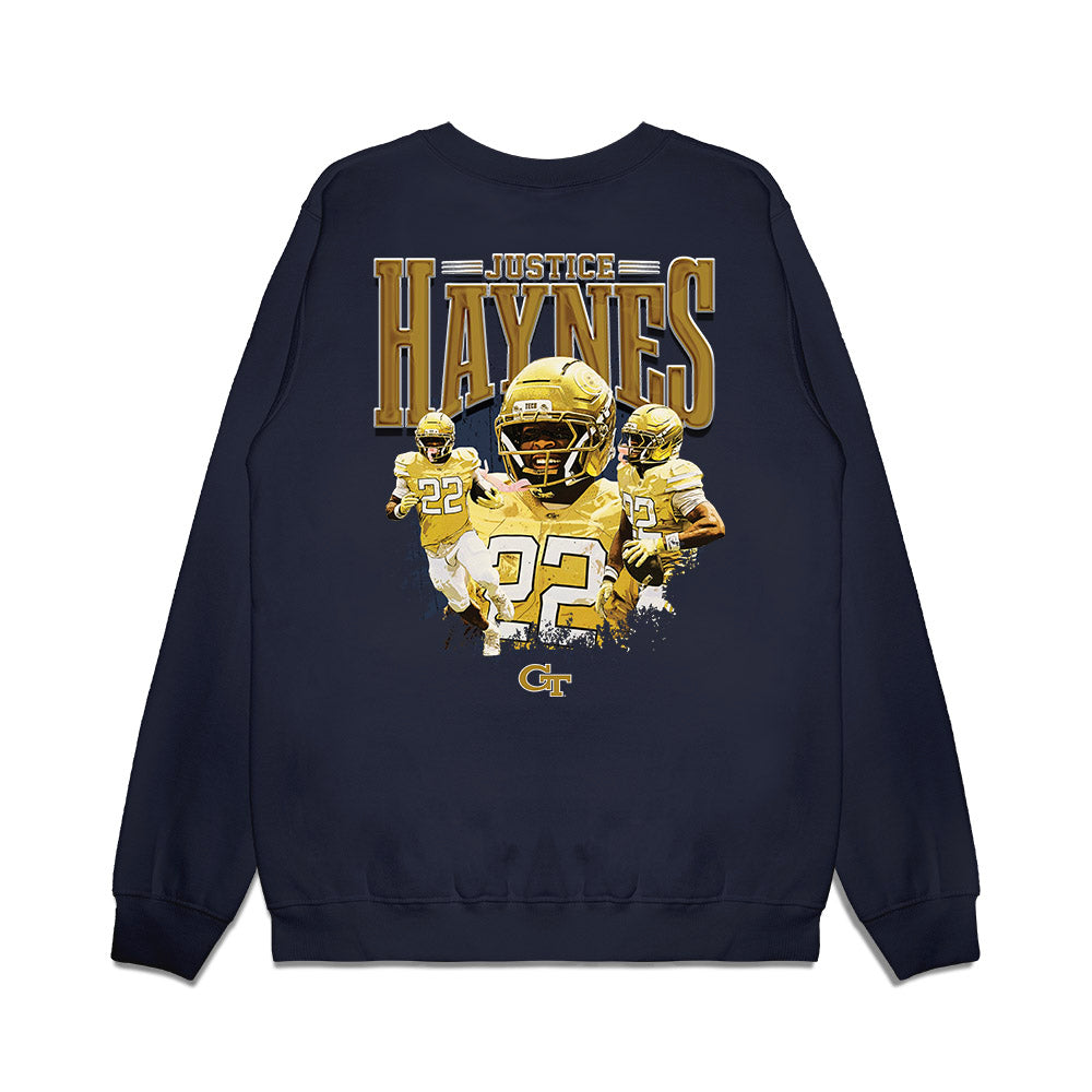 Georgia Tech - NCAA Football : Justice Haynes - Collage Premium Crewneck Sweatshirt-2