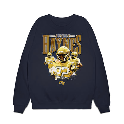 Georgia Tech - NCAA Football : Justice Haynes - Collage Premium Crewneck Sweatshirt-0