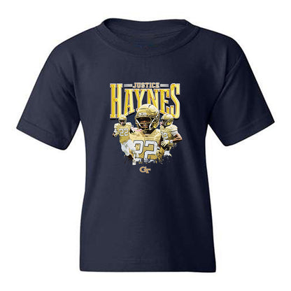 Georgia Tech - NCAA Football : Justice Haynes - Collage Youth T-Shirt-0