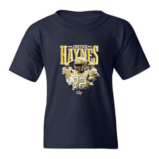 Georgia Tech - NCAA Football : Justice Haynes - Collage Youth T-Shirt-0