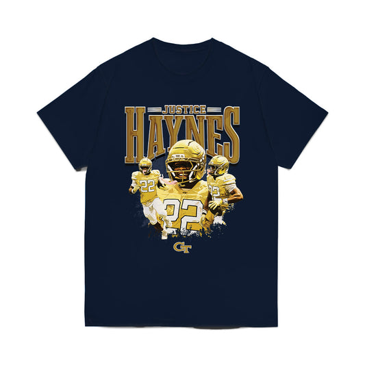 Georgia Tech - NCAA Football : Justice Haynes - Collage Comfort Colors T-Shirt-0