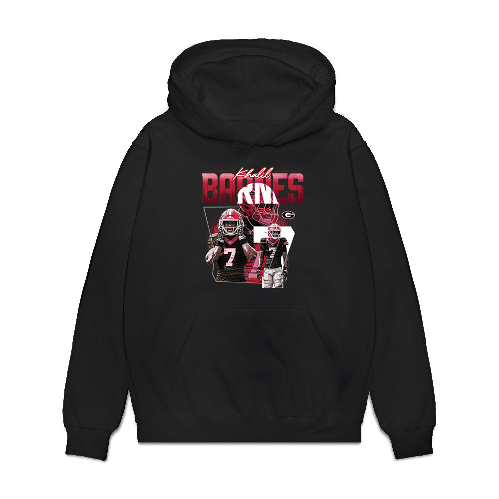 Georgia - NCAA Football : Khalil Barnes - Collage Premium Hooded Sweatshirt-0