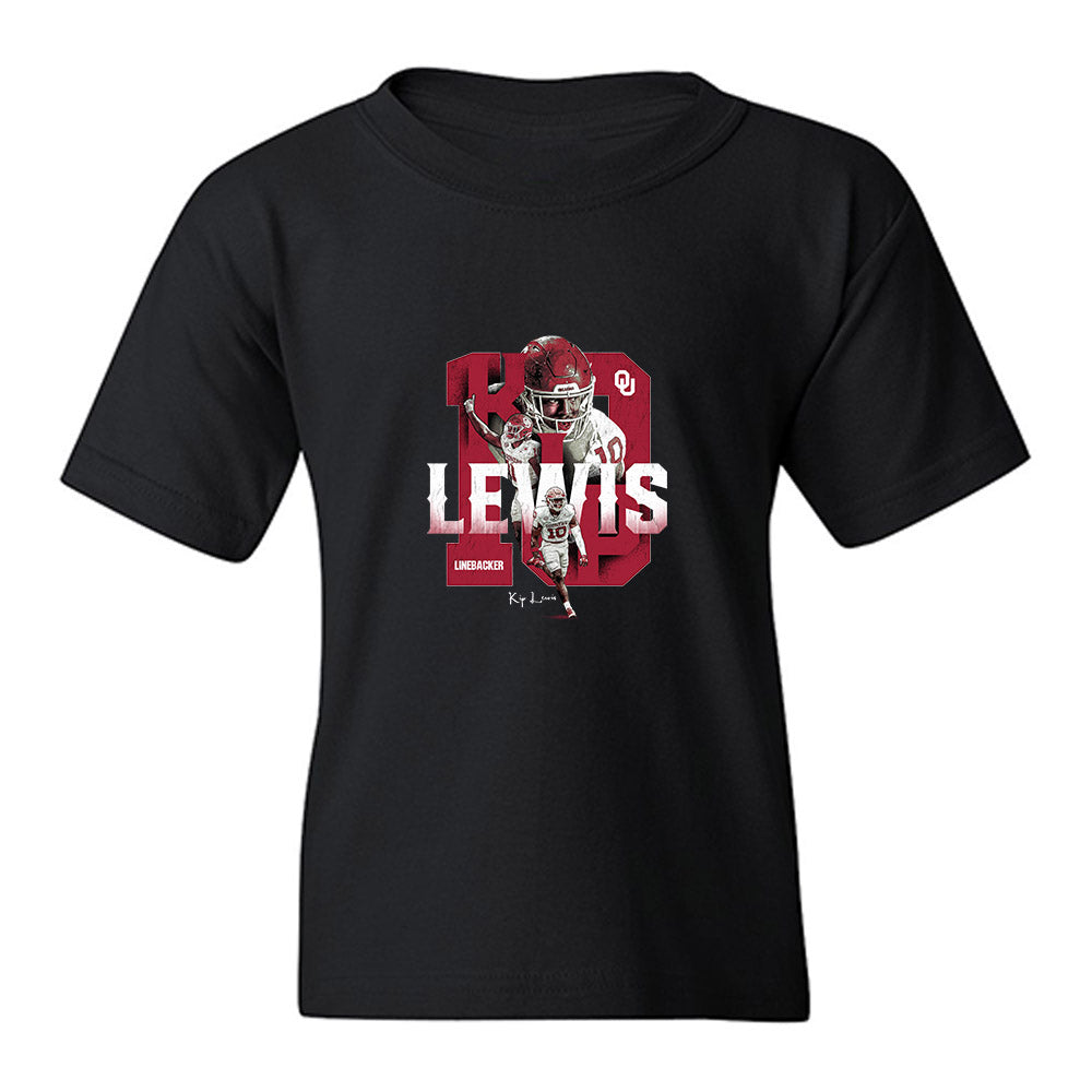 Oklahoma - NCAA Football : Kip Lewis - Collage Youth T-Shirt-0