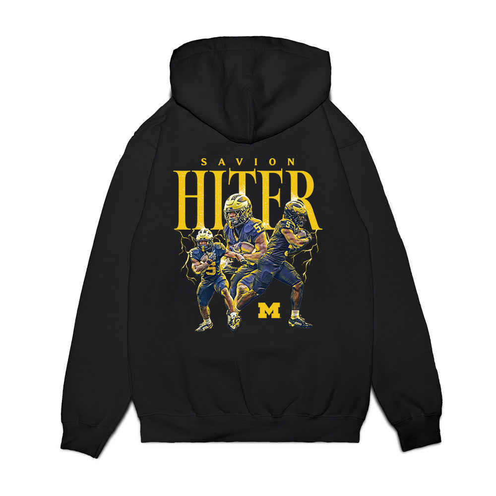 Michigan - NCAA Football : Savion Hiter - Collage Premium Hooded Sweatshirt-1