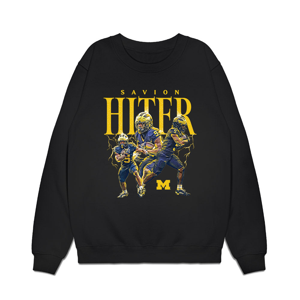 Michigan - NCAA Football : Savion Hiter - Collage Premium Crewneck Sweatshirt-0