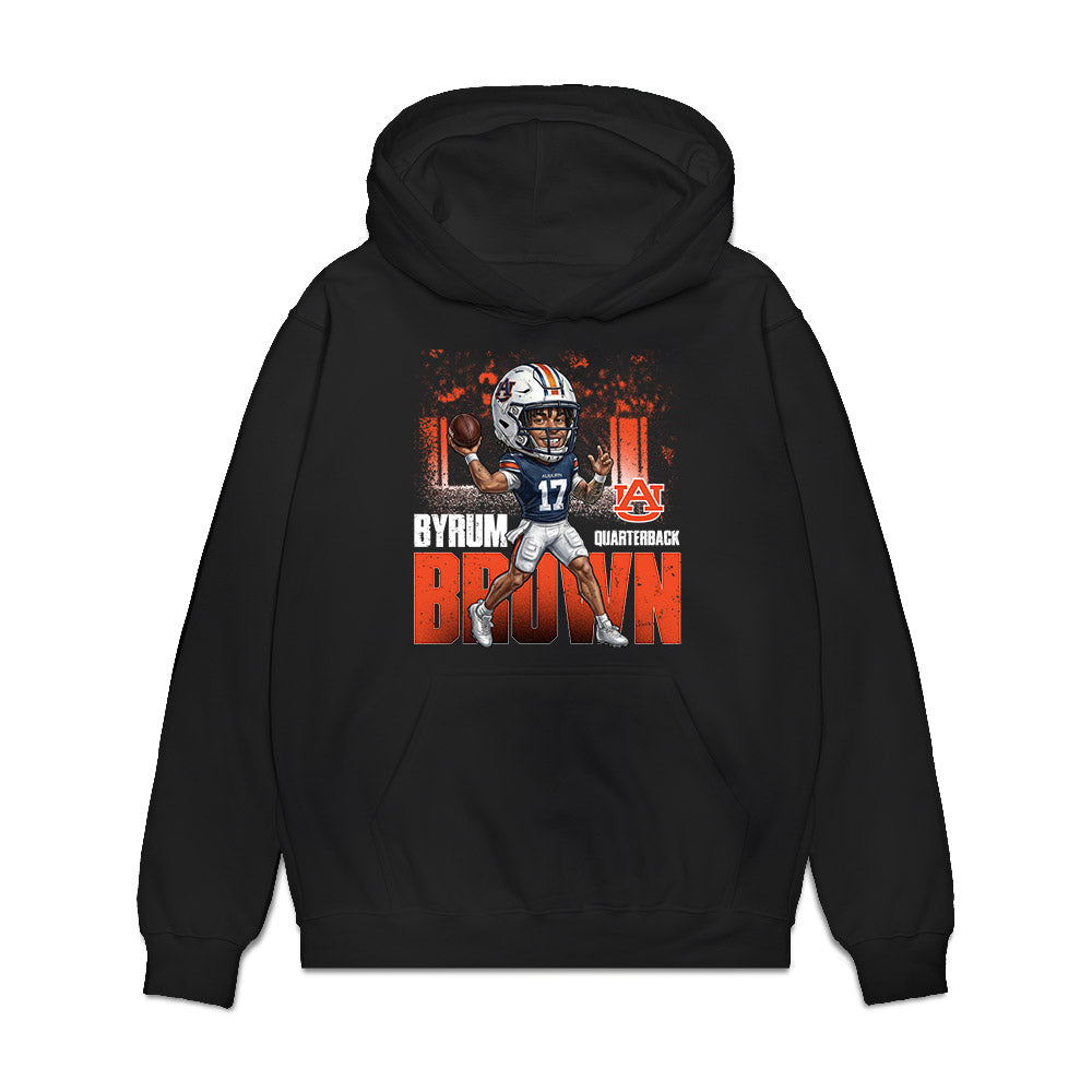 Auburn - NCAA Football : Byrum Brown - Caricature Premium Hooded Sweatshirt-0