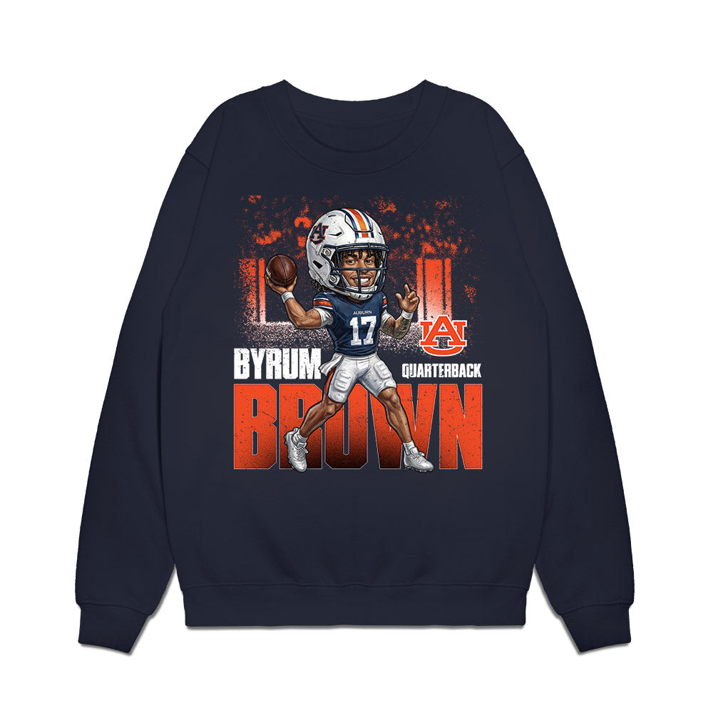 Auburn - NCAA Football : Byrum Brown - Caricature Premium Crewneck Sweatshirt-0