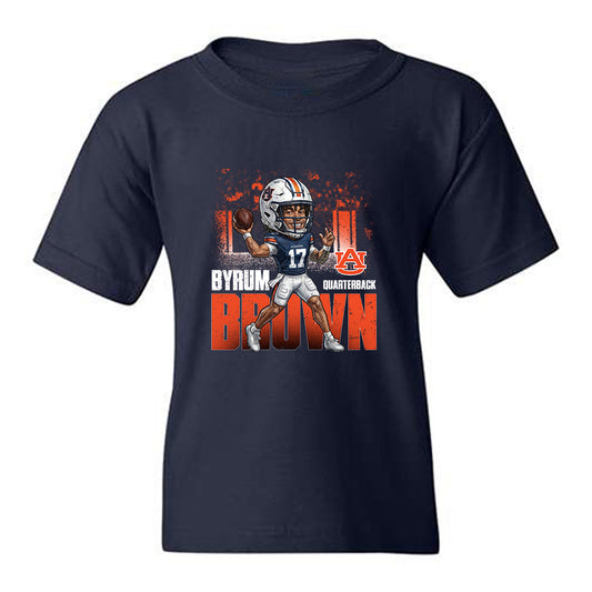 Auburn - NCAA Football : Byrum Brown - Caricature Youth T-Shirt-0