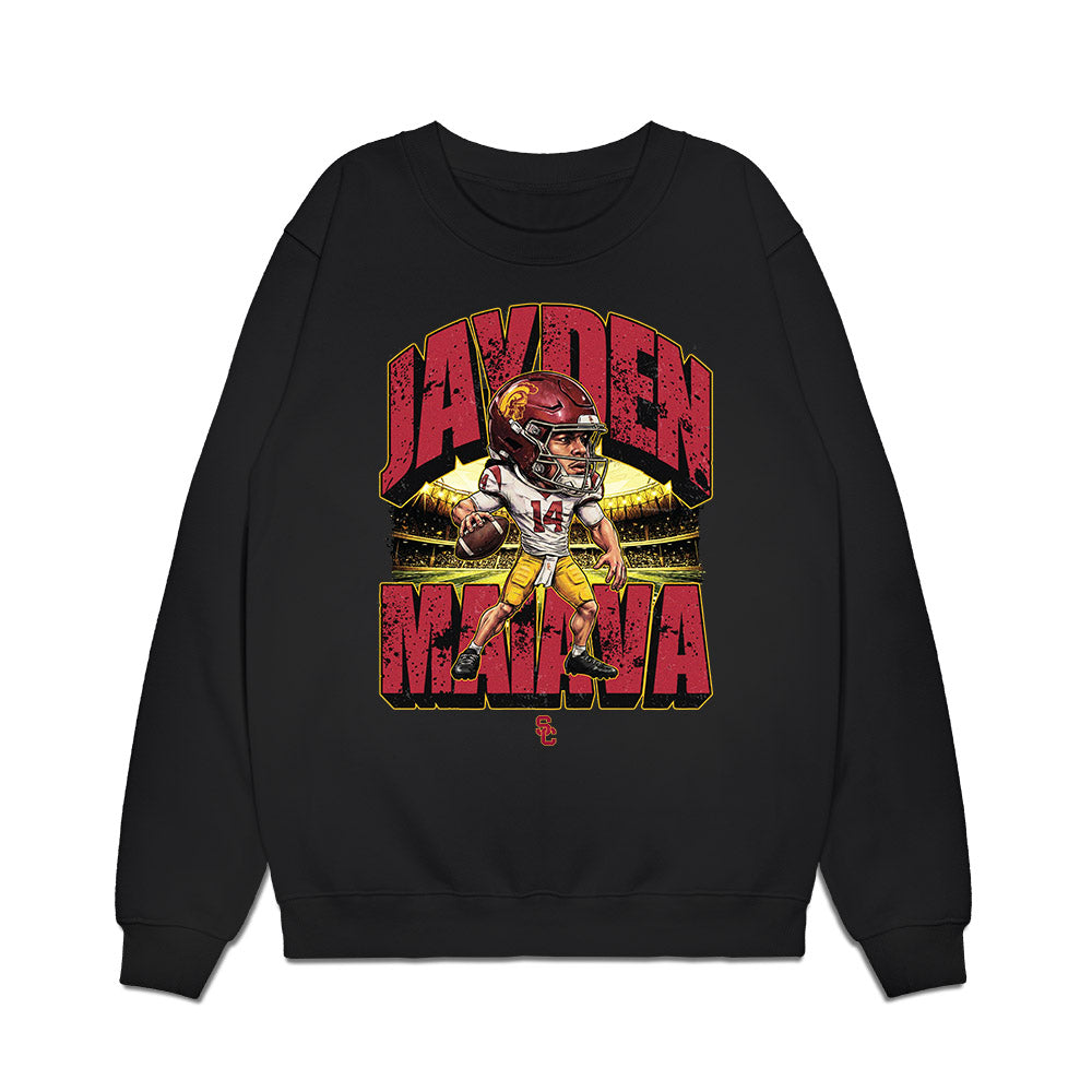 USC - NCAA Football : Jayden Maiava - Caricature Premium Crewneck Sweatshirt-0