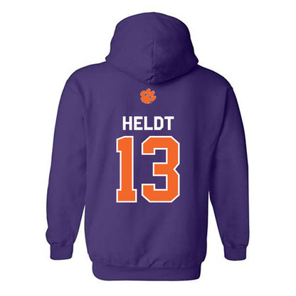 Clemson - NCAA Football : Will Heldt - Classic Shersey Hooded Sweatshirt-1