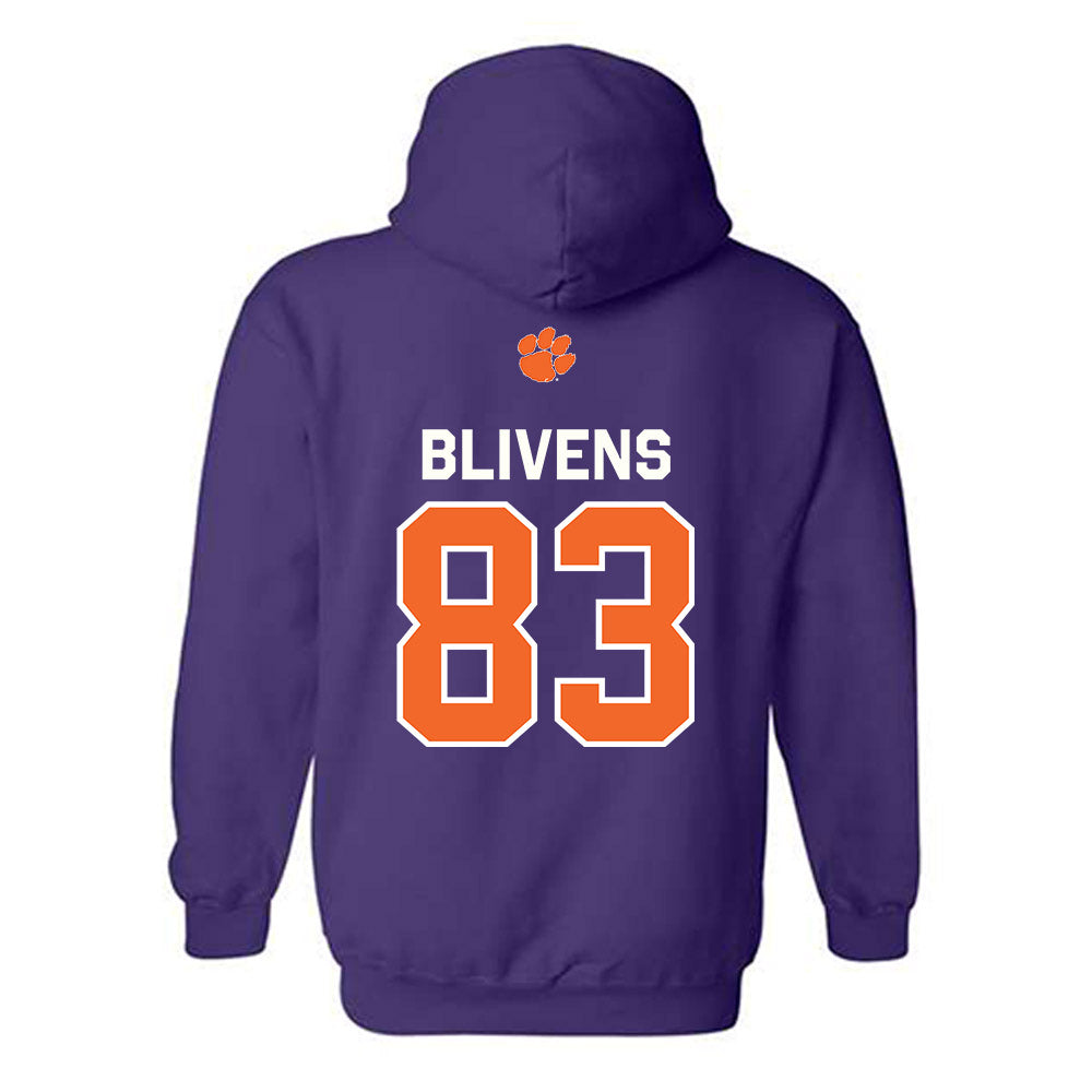 Clemson - NCAA Football : Cam Blivens - Classic Shersey Hooded Sweatshirt-1