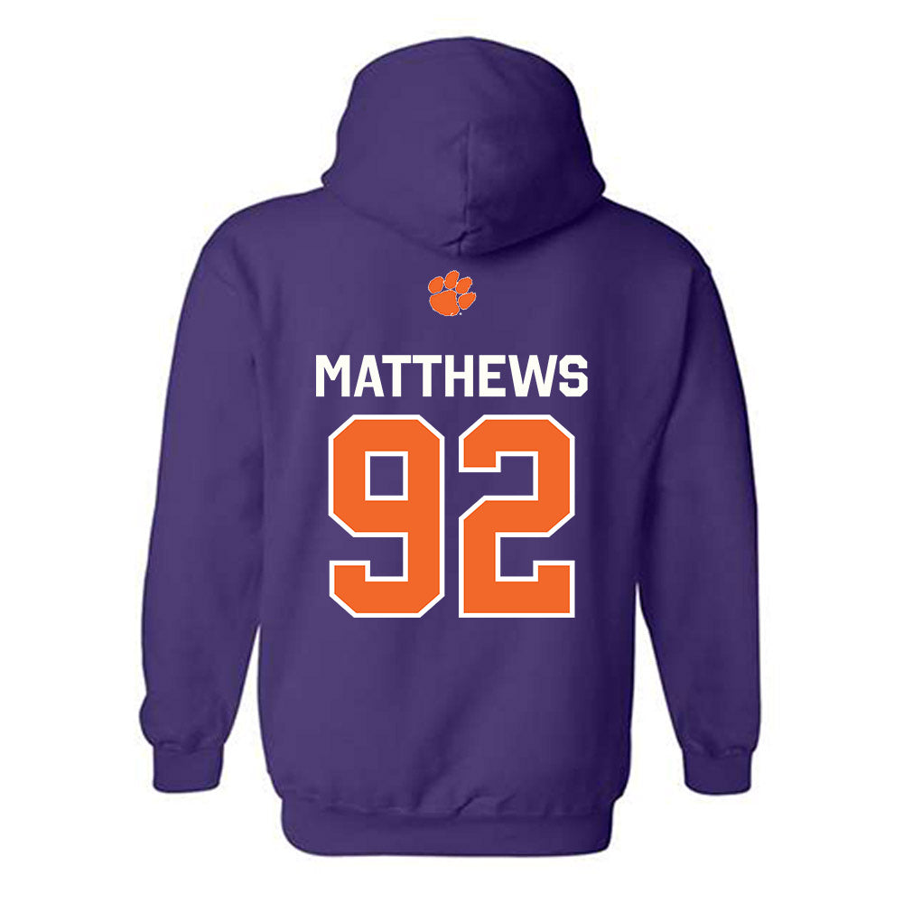 Clemson - NCAA Football : Levi Matthews - Classic Shersey Hooded Sweatshirt-1