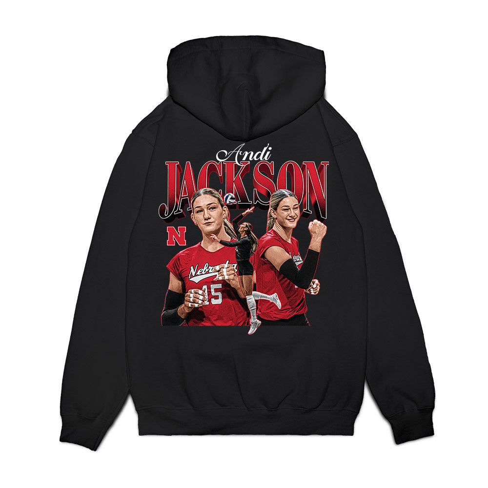 Nebraska - NCAA Womens Volleyball : Andi Jackson - Collage Premium Hooded Sweatshirt-1
