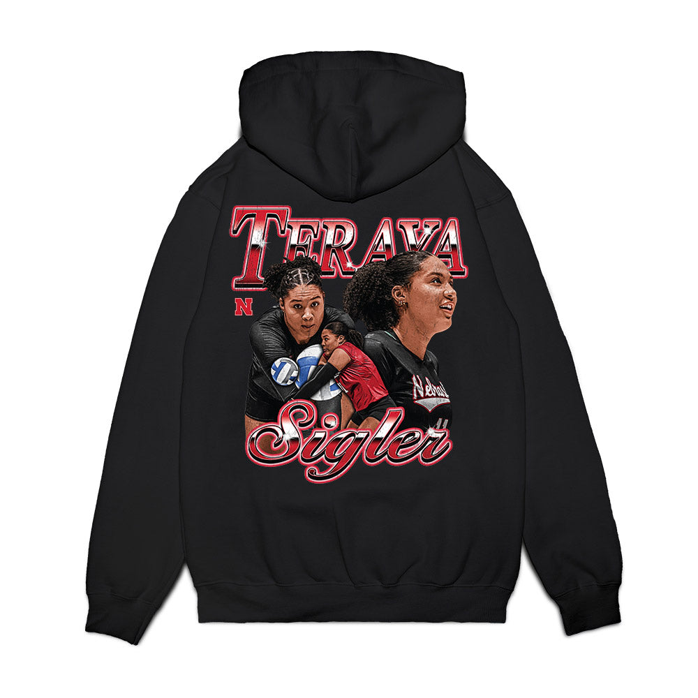Nebraska - NCAA Womens Volleyball : Teraya Sigler - Collage Premium Hooded Sweatshirt-1