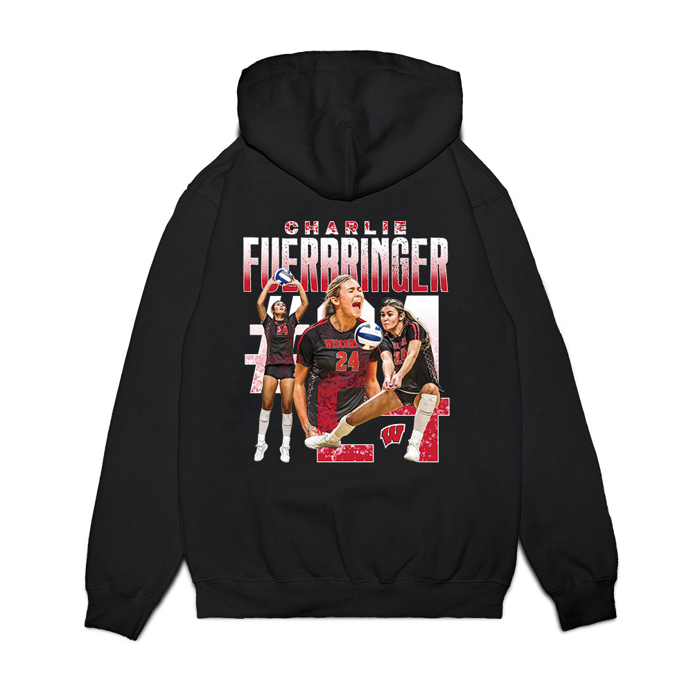 Wisconsin - NCAA Womens Volleyball : Charlie Fuerbringer - Collage Premium Hooded Sweatshirt-1