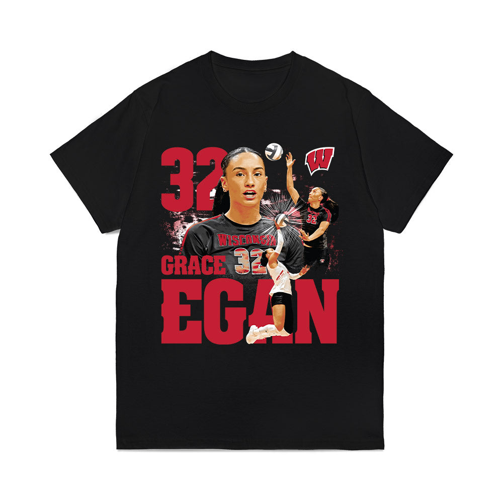 Wisconsin - NCAA Womens Volleyball : Grace Egan - Collage Comfort Colors T-Shirt-0