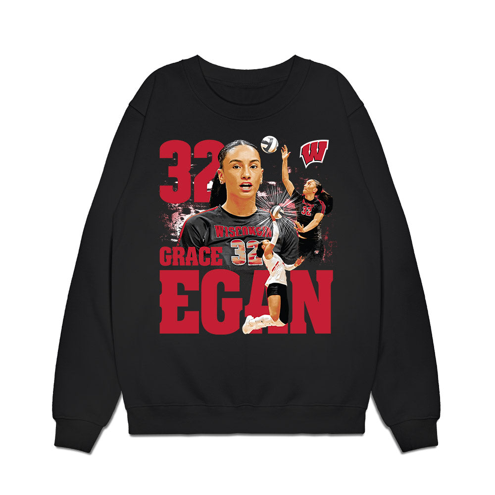 Wisconsin - NCAA Womens Volleyball : Grace Egan - Collage Premium Crewneck Sweatshirt-0