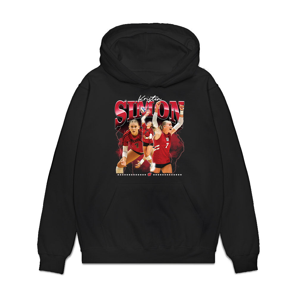 Wisconsin - NCAA Womens Volleyball : Kristen Simon - Collage Premium Hooded Sweatshirt-0