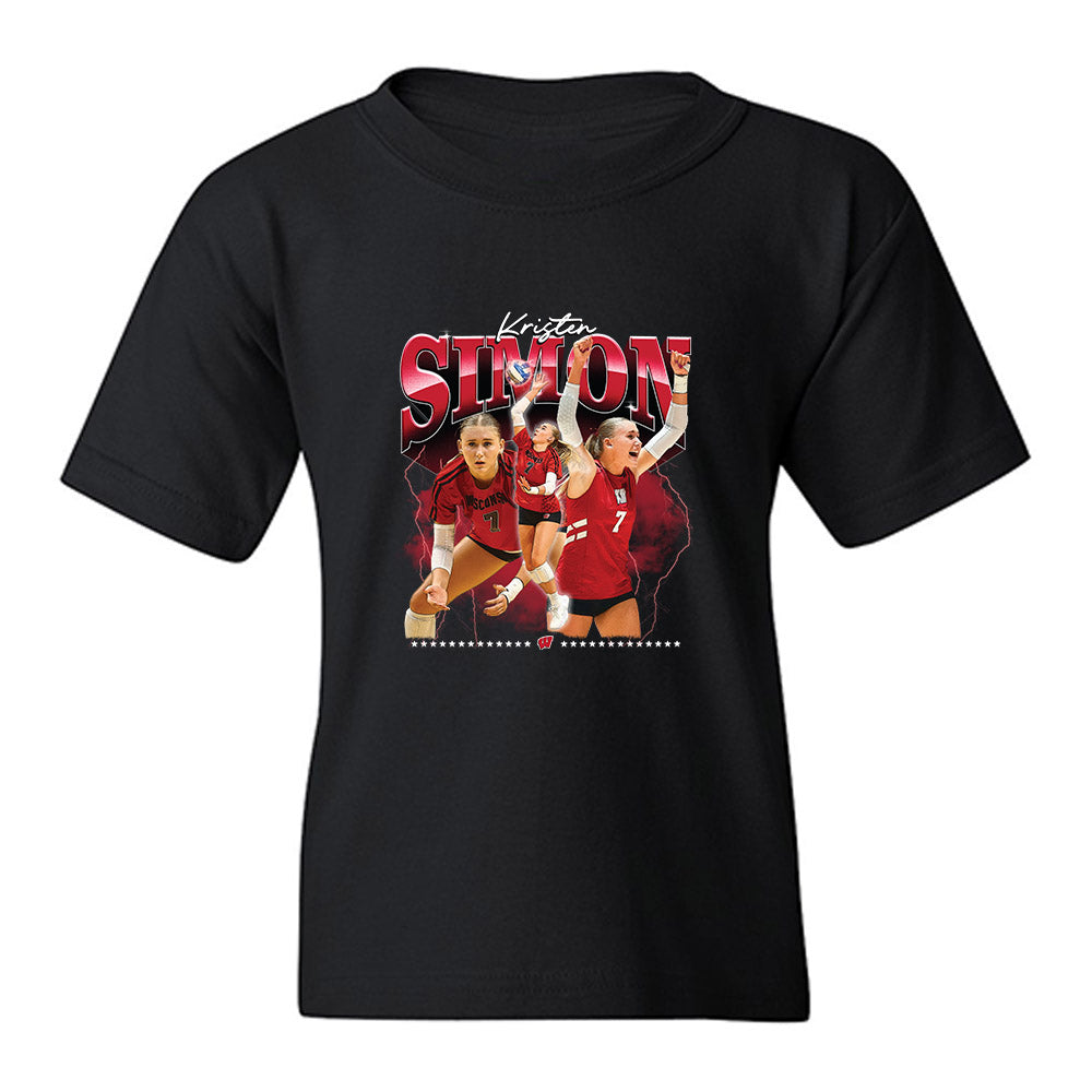 Wisconsin - NCAA Womens Volleyball : Kristen Simon - Collage Youth T-Shirt-0