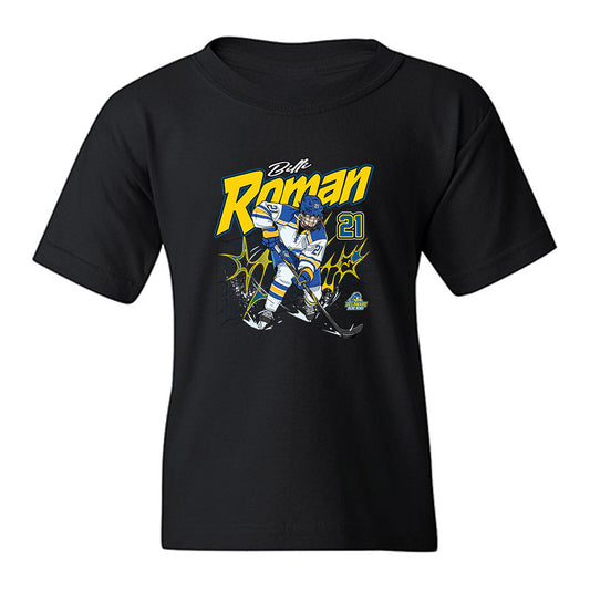 Delaware - NCAA Ice Hockey : Billi Roman - Caricature Youth T-Shirt-0