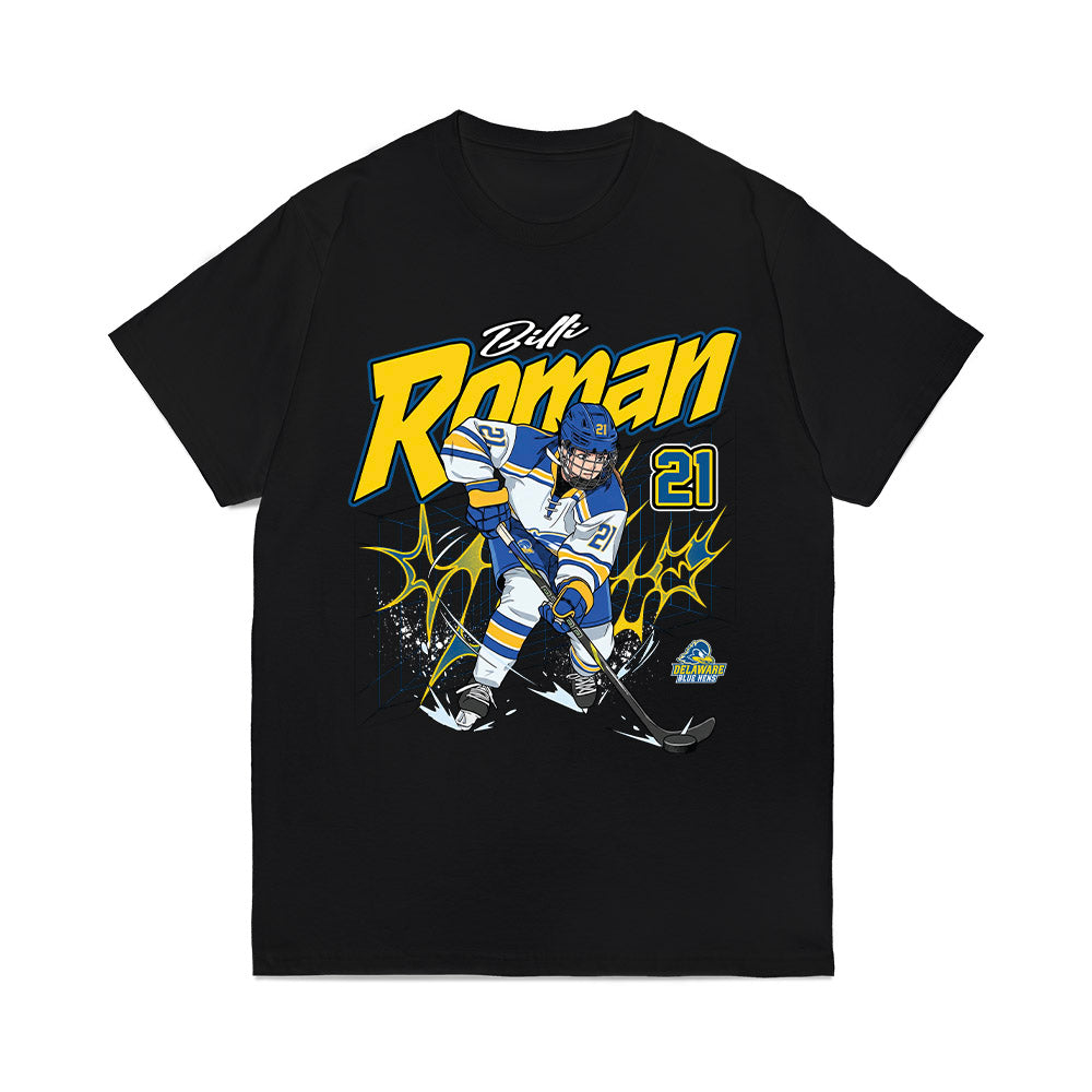 Delaware - NCAA Ice Hockey : Billi Roman - Caricature Comfort Colors T-Shirt-0