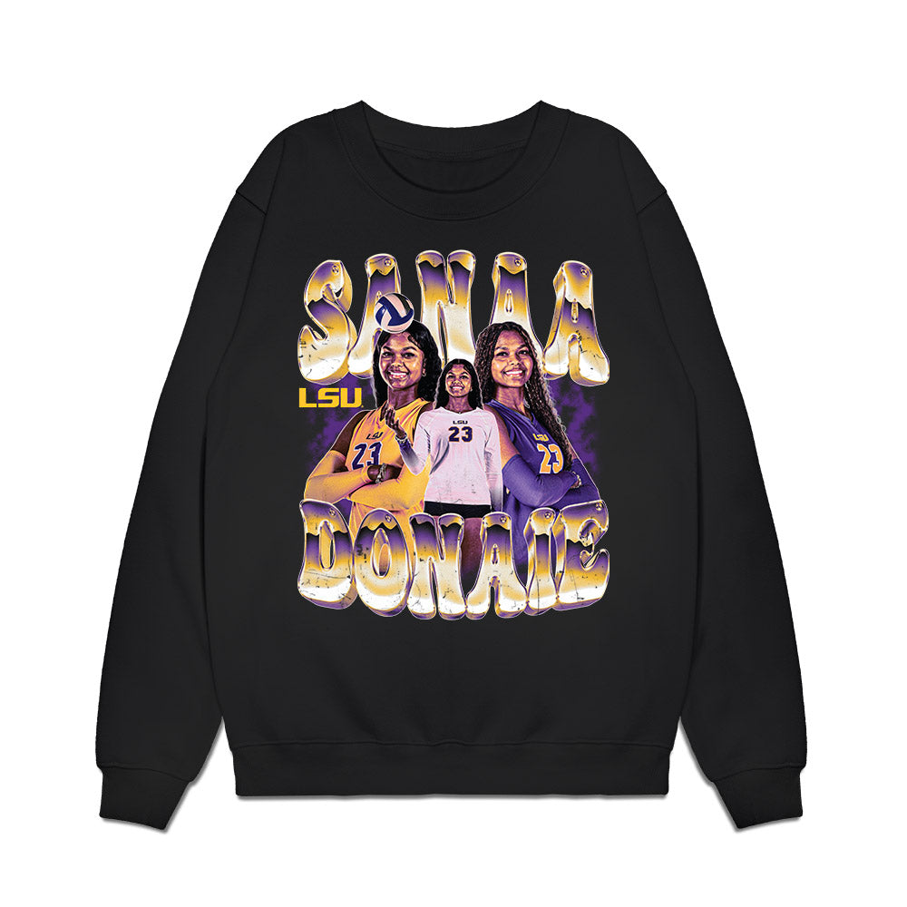 LSU - NCAA Womens Volleyball : Sanaa Donaie - Individual Collage Premium Crewneck Sweatshirt-0