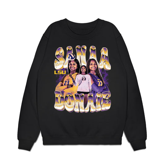 LSU - NCAA Womens Volleyball : Sanaa Donaie - Individual Collage Premium Crewneck Sweatshirt-0