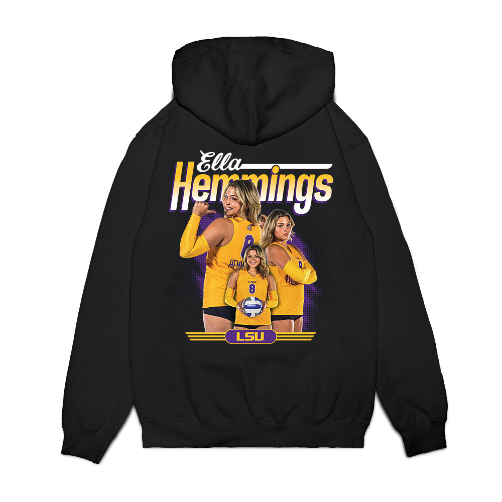 LSU - NCAA Womens Volleyball : Ella Hemmings - Collage Premium Hooded Sweatshirt-1