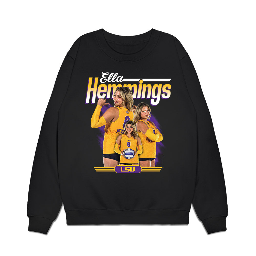 LSU - NCAA Womens Volleyball : Ella Hemmings - Collage Premium Crewneck Sweatshirt-0