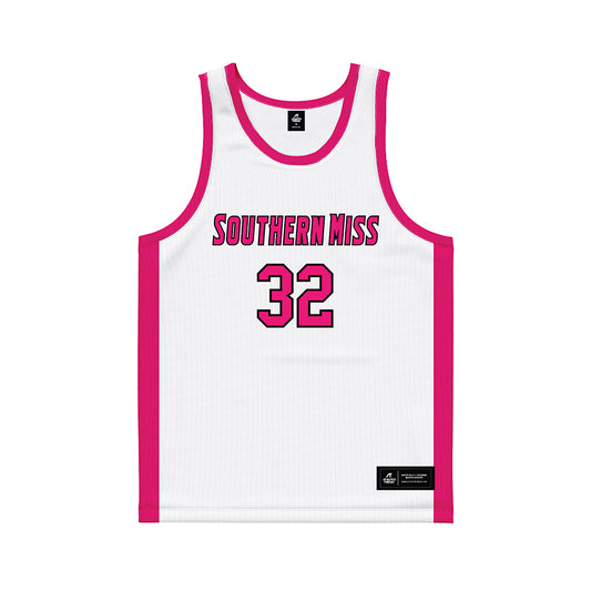 Southern Miss - NCAA Women's Basketball : Timya Thurman - White Basketball Jersey-0