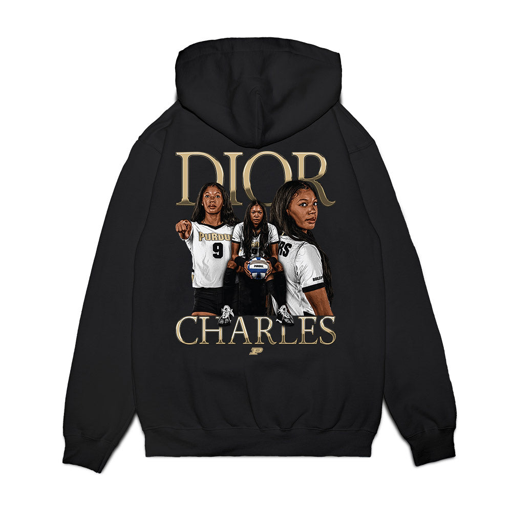 Purdue - NCAA Womens Volleyball : Dior Charles - Collage Premium Hooded Sweatshirt-1