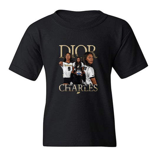 Purdue - NCAA Womens Volleyball : Dior Charles - Collage Youth T-Shirt-0