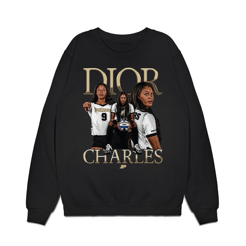 Purdue - NCAA Womens Volleyball : Dior Charles - Collage Premium Crewneck Sweatshirt-0