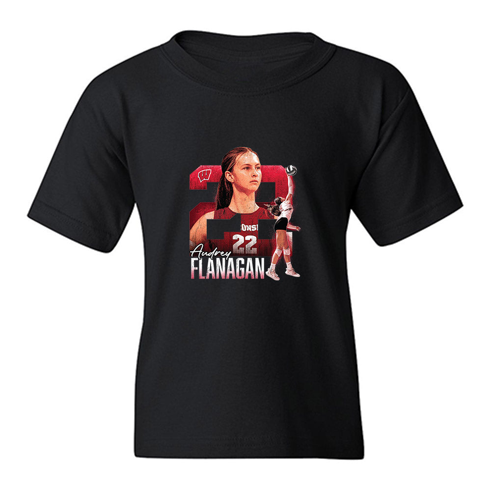 Wisconsin - NCAA Womens Volleyball : Audrey Flanagan - Collage Youth T-Shirt-0