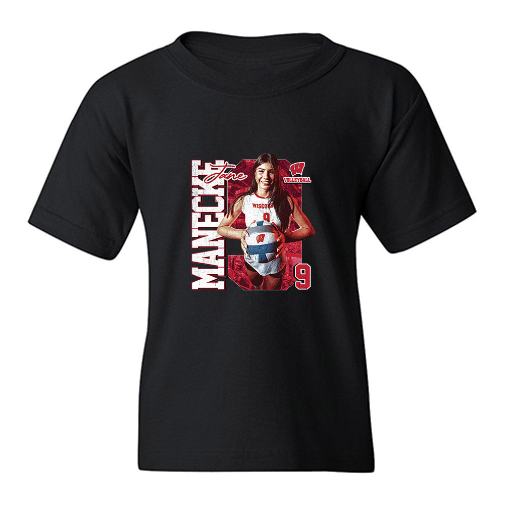 Wisconsin - NCAA Womens Volleyball : Jane Manecke - Collage Youth T-Shirt-0