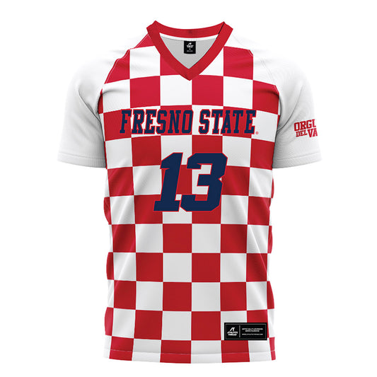 Fresno State - NCAA Women's Soccer : Kaitlyn Conner - Checkered Soccer Jersey-0