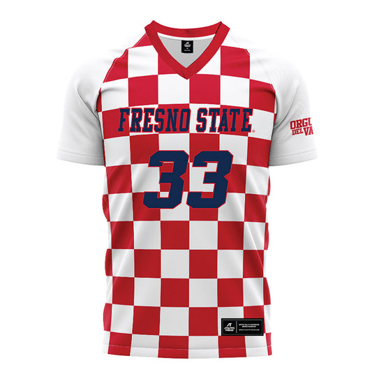 Fresno State - NCAA Women's Soccer : Kennedy Arntzen - Checkered Soccer Jersey-0