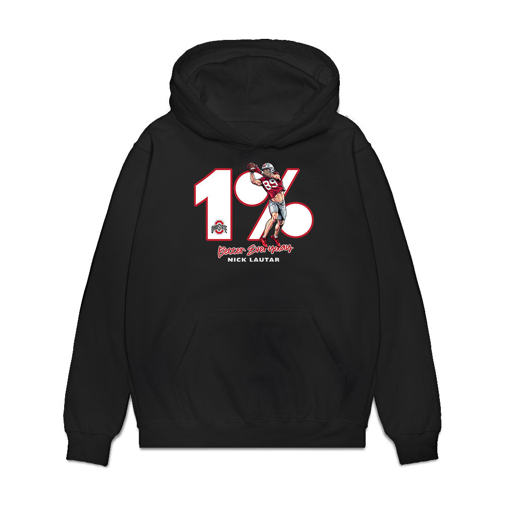 Ohio State - NCAA Football : Nick Lautar - Caricature Premium Hooded Sweatshirt-0