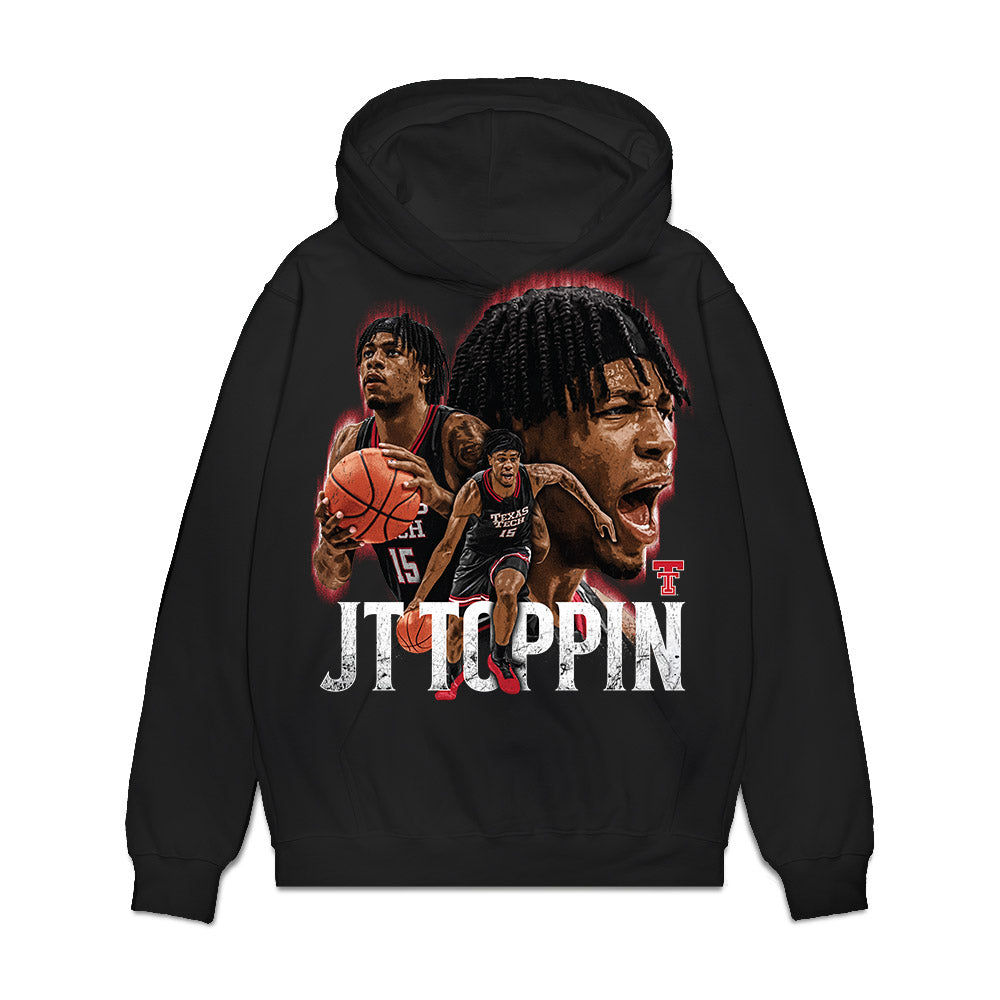 Texas Tech - NCAA Mens Basketball : JT Toppin - Collage Premium Hooded Sweatshirt-1
