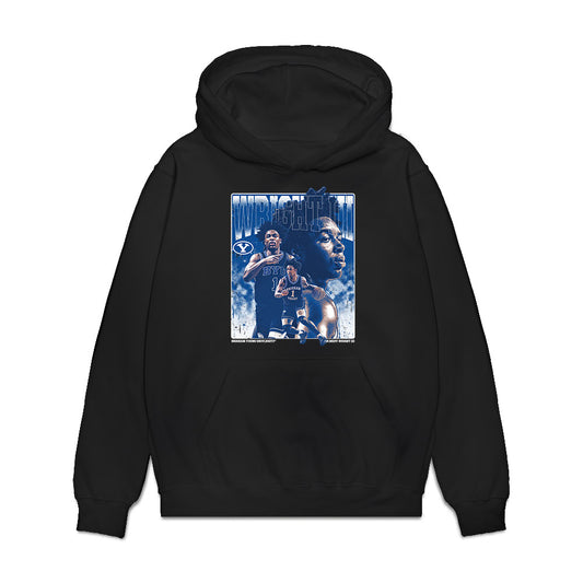 BYU - NCAA Mens Basketball : Robert Wright III - Collage Premium Hooded Sweatshirt-0