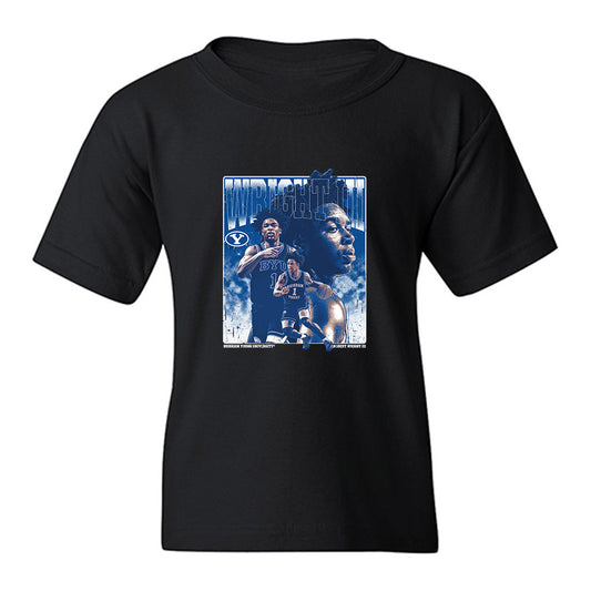 BYU - NCAA Mens Basketball : Robert Wright III - Collage Youth T-Shirt-0