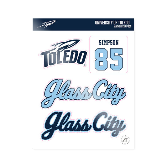 Toledo - NCAA Football : Anthony Simpson - Glass City Sticker Sheet-0