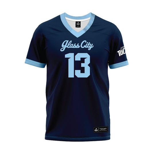 Toledo - NCAA Football : Jake DeHaan - Glass City Navy Premium Football Jersey-0